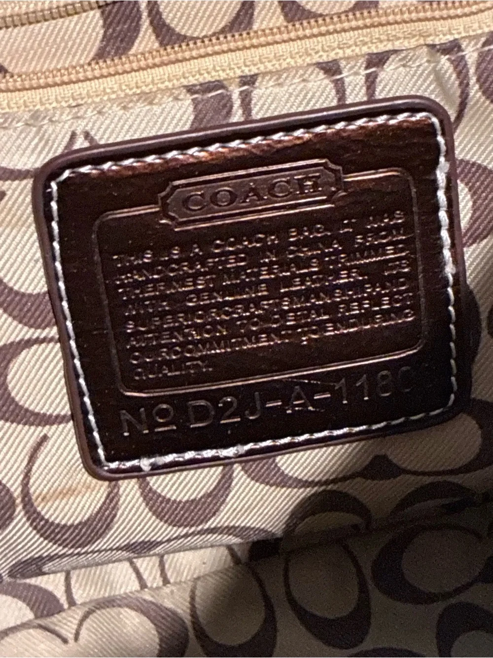 Vintage Y2K Coach Metallic Bronze Signature Drawstring Tote Shoulder Bag